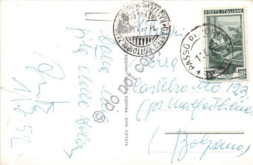 Cartolina Passo Pordoi Albergo Savoia 1952