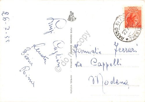 Cartolina Passo Pordoi Cima Pordoi vista dall'alto case 1955 | Immagine Gallery 2