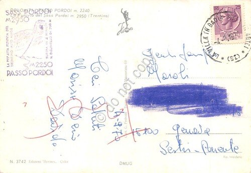 Cartolina Passo Pordoi Funivia del Sass Pordoi Timbro 1970 | Immagine Gallery 2
