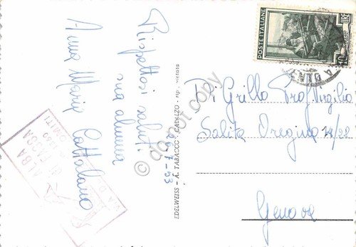 Cartolina Passo Pordoi la strada Timbro Alba di Fassa 1953 | Immagine Gallery 2