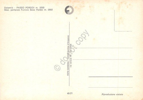Cartolina Passo Pordoi Partenza funivia Sass auto d'epoca anni '70