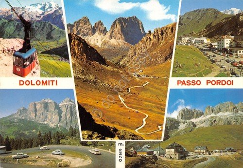 Cartolina Passo Pordoi vedute Timbro Benott Marmolada (Trento) | Immagine principale