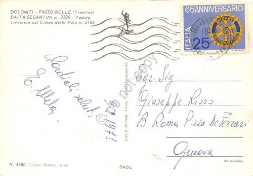 Cartolina Passo Rolle Dolomiti Baita Segantini panorama invernale 1971 | Immagine Gallery 2