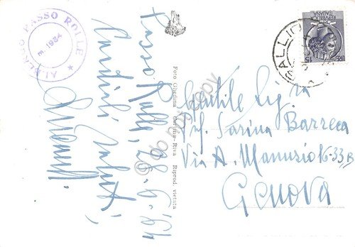 Cartolina Passo Rolle Dolomiti Pale di S. Martino Timbro 1964 | Immagine Gallery 2