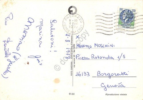 Cartolina Passo Rolle Vedute stella alpina 1978 (Trento)