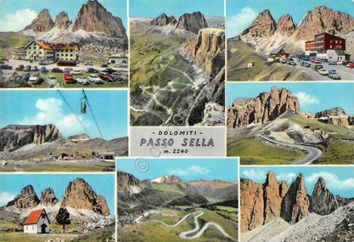 Cartolina Passo Sella Dolomiti 8 Vedute 1967 (Trento) | Immagine principale