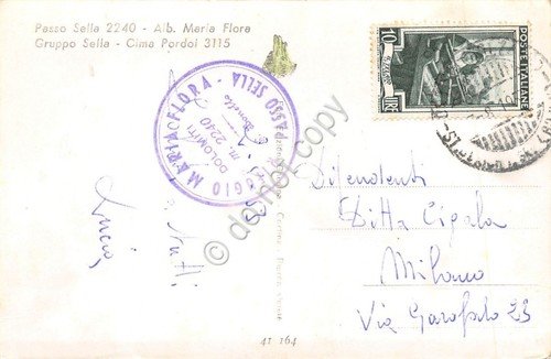 Cartolina Passo Sella Rifugio Maria Flora 1953 | Immagine Gallery 2