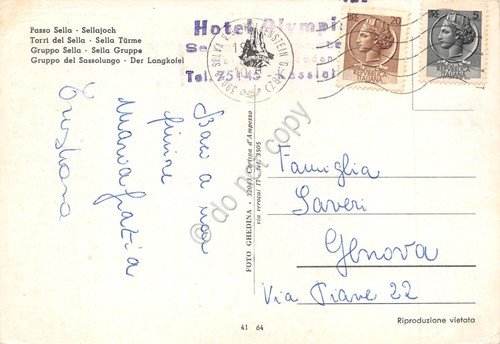 Cartolina Passo Sella Sellajoch vedute varie e albergo timbro Hotel … | Immagine Gallery 2