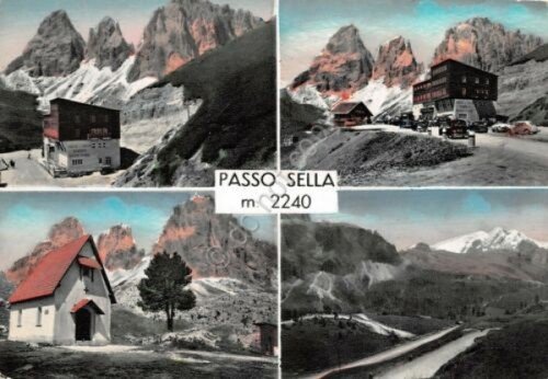 Cartolina Passo Sella vedute varie colorata 1959 timbro rifugio Maria … | Immagine Gallery 1
