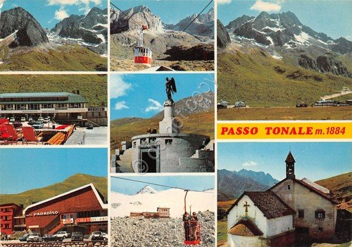 Cartolina Passo Tonale Gruppo Adamello vedute funivia bidonvia (Brescia) | Immagine principale
