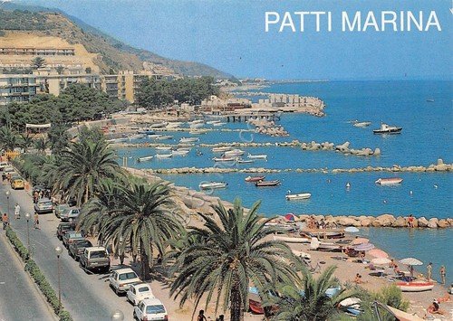 Cartolina Patti Marina panorama mare auto 1992 | Immagine principale