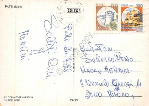 Cartolina Patti Marina panorama mare auto 1992 | Immagine Gallery 2