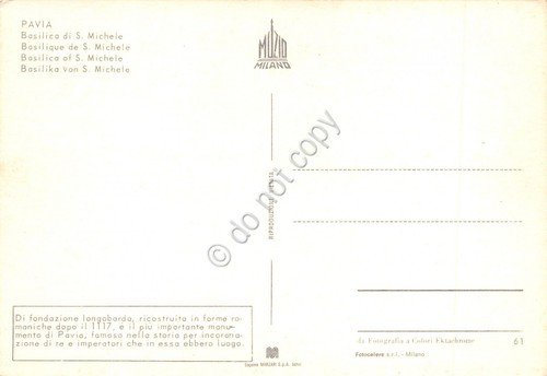 Cartolina Pavia Basilica di San Michele auto d'epoca anni '60