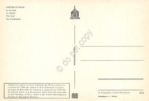 Cartolina Pavia Certosa di Pavia Facciata | Immagine Gallery 2