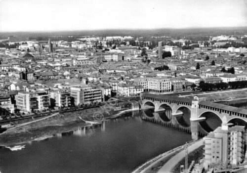 Cartolina Pavia panorama aereo