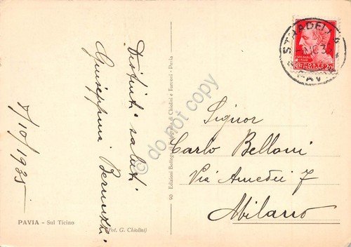 Cartolina Pavia Ponte sul Ticino barche 1935 | Immagine Gallery 2