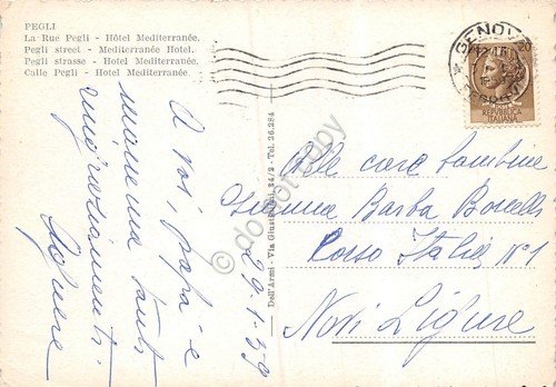 Cartolina Pegli Via Pegli Hotel Mediterranee animata 1959 | Immagine Gallery 2