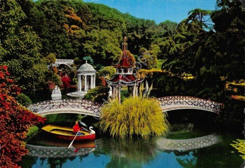 Cartolina Pegli Villa Pallavicini Ponte e Pagoda cinese colorata anni … | Immagine principale