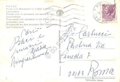 Cartolina Penne Pineta e Monumento ai Caduti auto bici anni … | Immagine Gallery 2