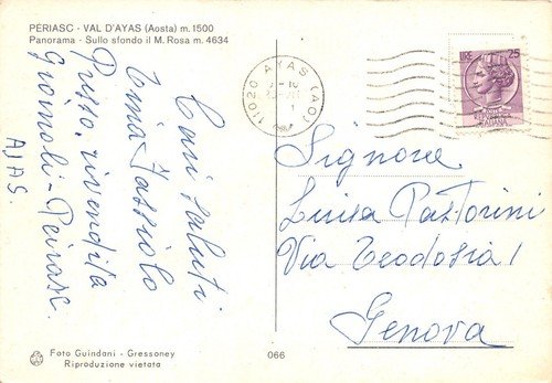 Cartolina Periasc Val D' Ayas Panorama Monte Rosa