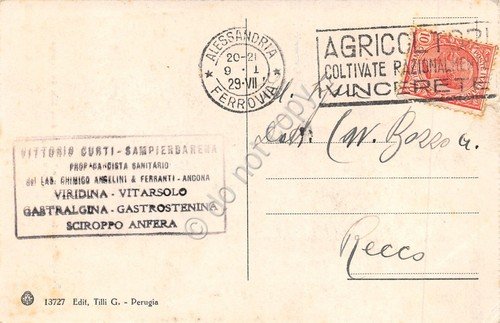 Cartolina Perugia Grifo intagliato timbro a targhetta propagandista sanitario 29 | Immagine Gallery 2