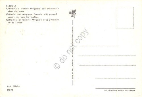 Cartolina Perugia panorama aereo Cattedrale Fontana Maggiore anni '70 | Immagine Gallery 2