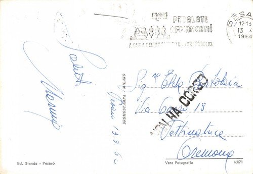 Cartolina Pesaro Alberghi Viale Trieste 1960