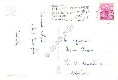 Cartolina Pesaro il porto barche 1962 | Immagine Gallery 2