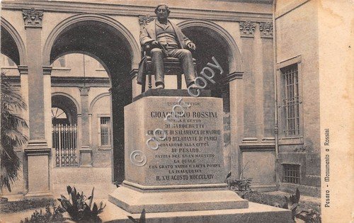 Cartolina Pesaro Monumento a Rossini 1917