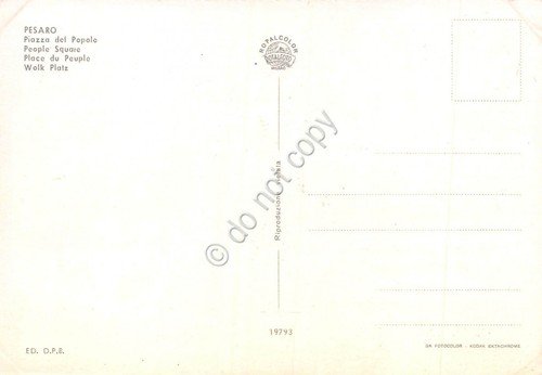 Cartolina Pesaro Piazza del Popolo auto d'epoca | Immagine Gallery 2
