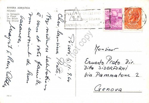 Cartolina Pesaro Spiaggia da terrazza 1964 | Immagine Gallery 2