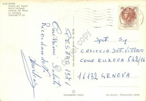 Cartolina Pesaro vedute Caserma Stazione Piazza del Popolo 1976 | Immagine Gallery 2