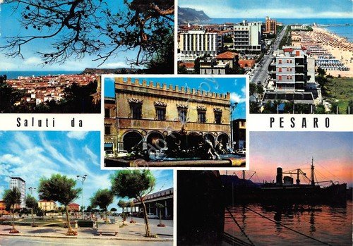 Cartolina Pesaro vedute varie 1964 | Immagine principale
