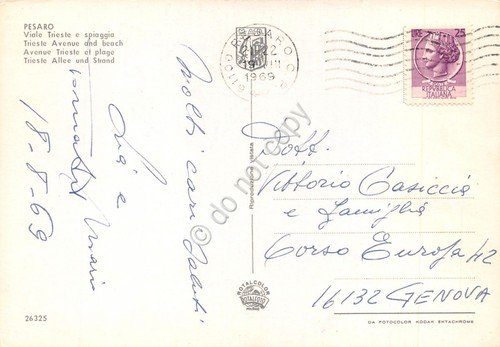 Cartolina Pesaro Viale Trieste spiaggia 1969 | Immagine Gallery 2