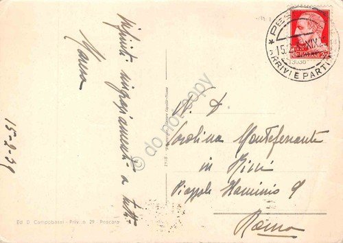 Cartolina Pescara Casa di D'Annunzio 1939