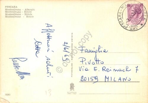 Cartolina Pescara Montesilvano Alberghi 1969