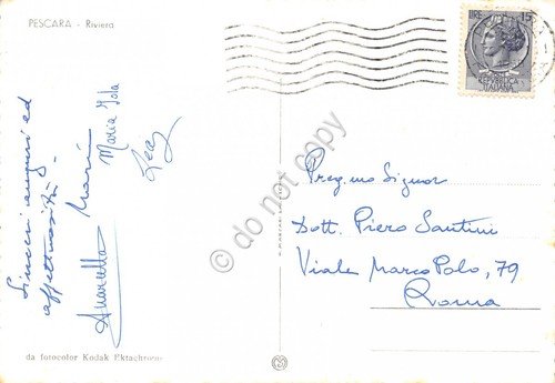 Cartolina Pescara Riviera lungomare 1958 | Immagine Gallery 2