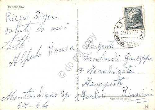 Cartolina Pescara vedute 1964 sci d'acqua | Immagine Gallery 2