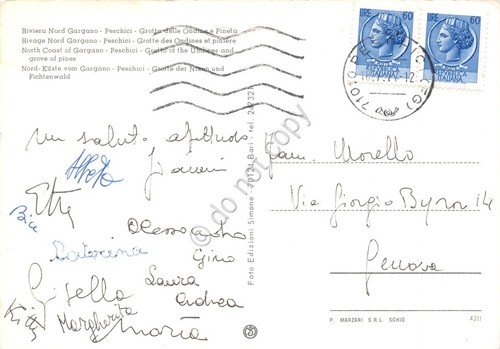 Cartolina Peschici Gargano Grotta delle Ondine e Pineta barca animata … | Immagine Gallery 2