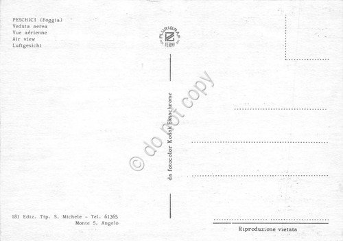 Cartolina Peschici Panorama aereo danneggiata