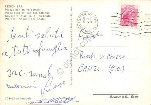 Cartolina Peschiera del Garda Piazza con arrivo battelli (Verona) | Immagine Gallery 2