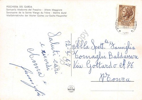 Cartolina Peschiera del Garda Santuario Madonna del Frassino interno 1967 | Immagine Gallery 2