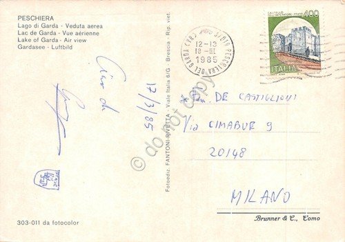 Cartolina Peschiera Lago di Garda Panorama aereo 1985