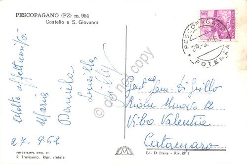 Cartolina Pescopagano Castel S. Giovanni 1962 segnata | Immagine Gallery 2
