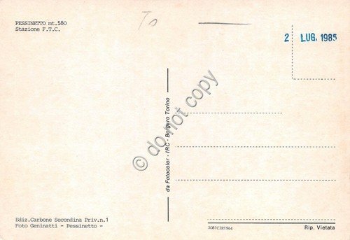 Cartolina Pessinetto Stazione F.T.C.