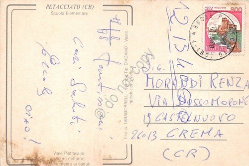 Cartolina Petacciato Campobasso 4 vedute scuola elem animata auto danneggiata