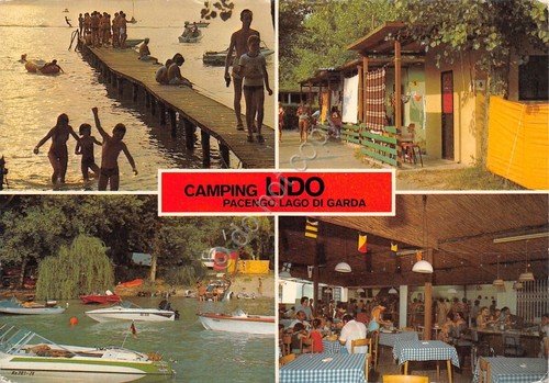 Cartolina Piacengo Lago di Garda Camping Lido vedute