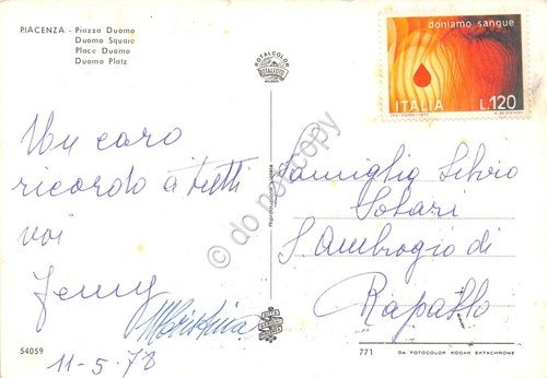 Cartolina Piacenza Piazza Duomo 1978 | Immagine Gallery 2