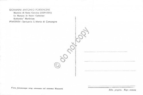 Cartolina Piacenza Santuario S. Maria di Campagna Martirio Santa Caterina | Immagine principale