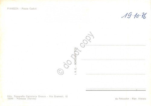 Cartolina Pianezza Piazza Caduti auto d'epoca 1976 | Immagine Gallery 2